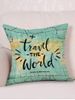 World Travel Print Decorative Linen Pillowcase -  
