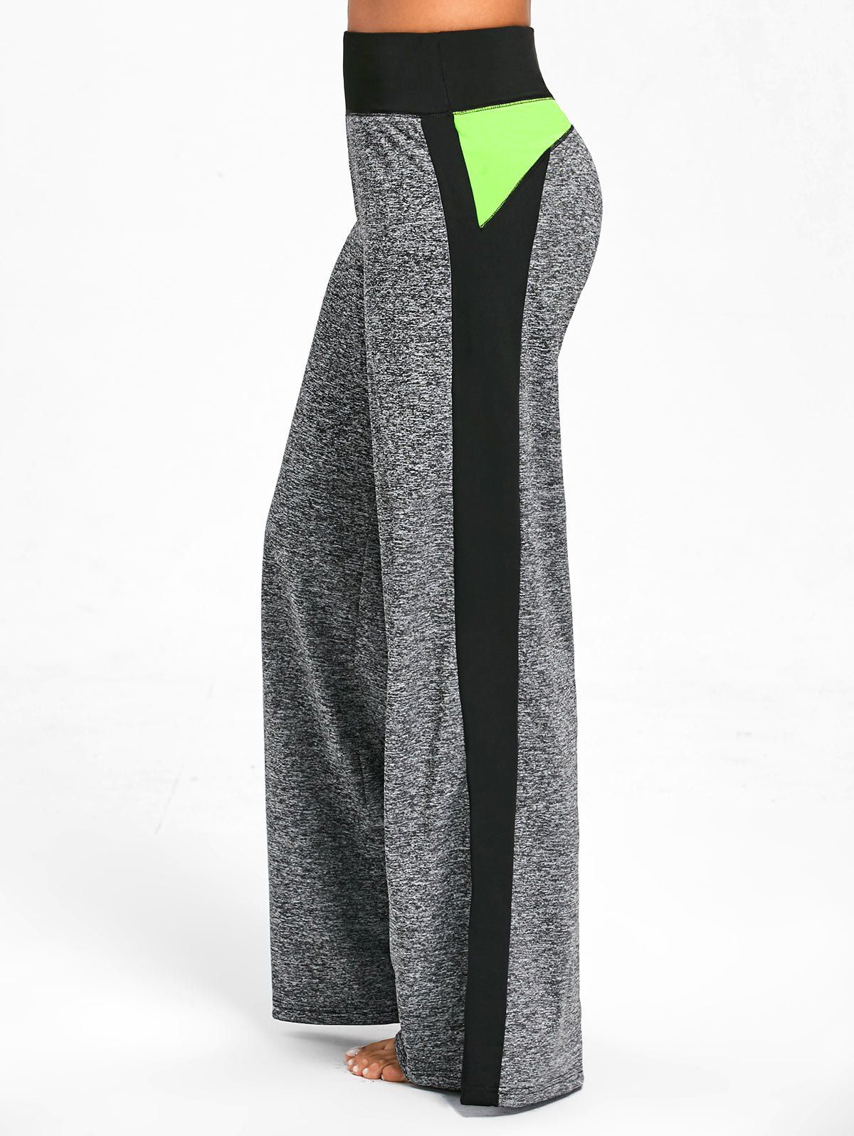 

Color Block High Waisted Wide Leg Pants, Black and grey