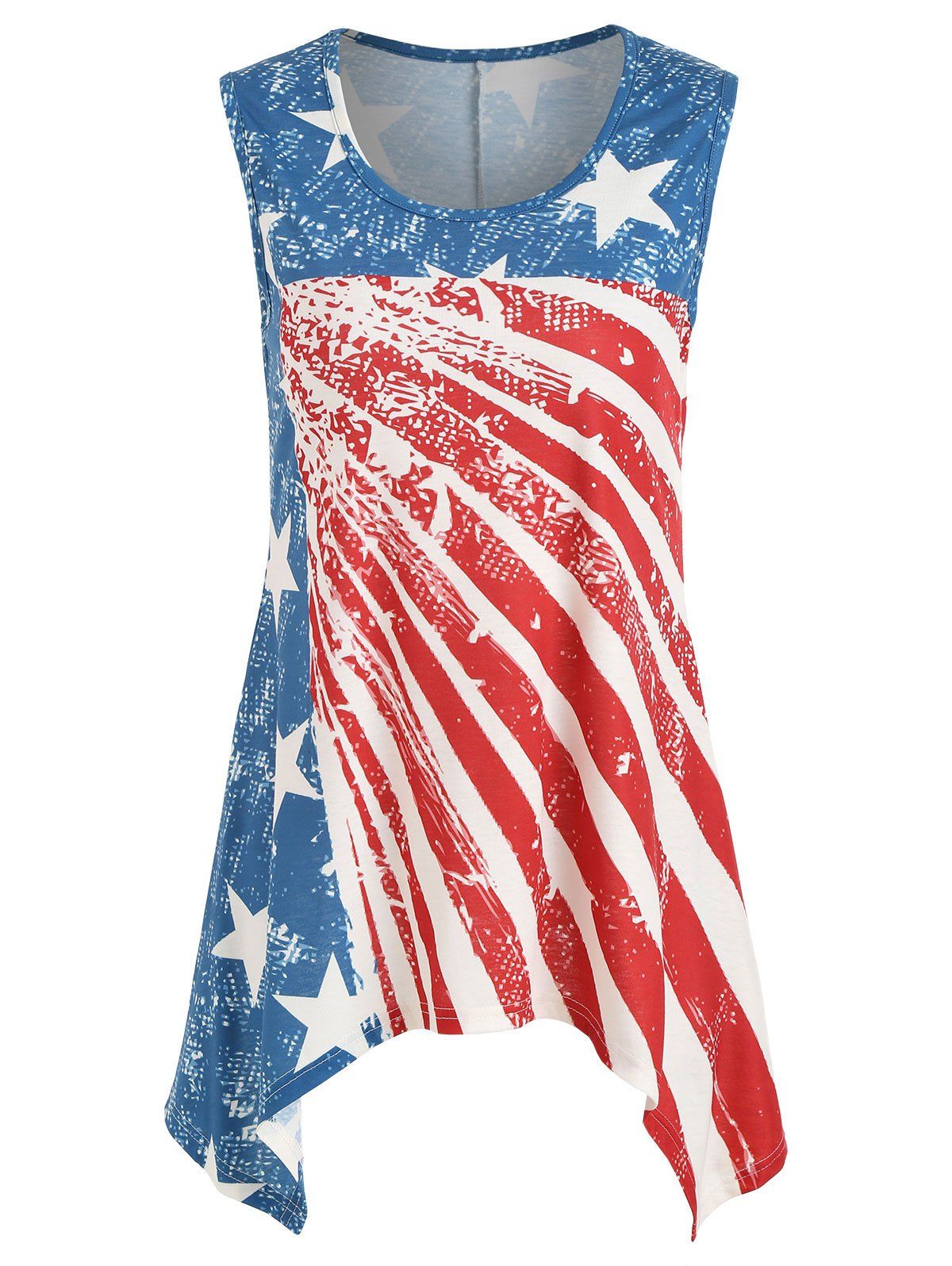 

Asymmetrical Patriotic Tank Top, Multi