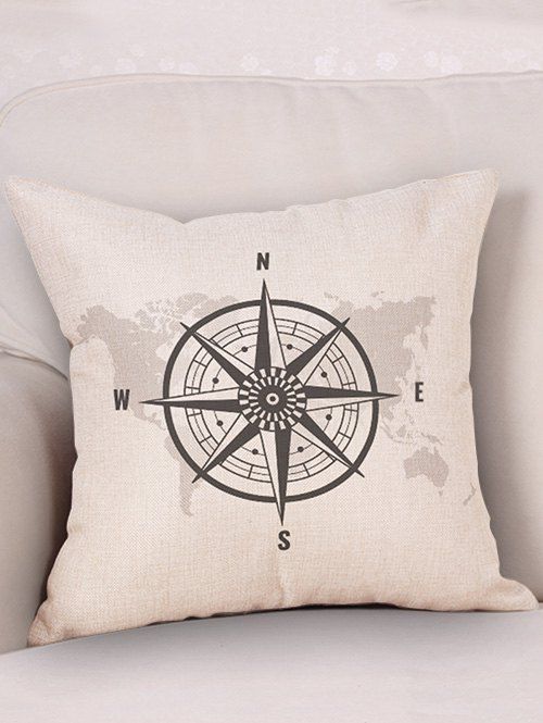 

World Map Print Decorative Linen Pillowcase, Multi