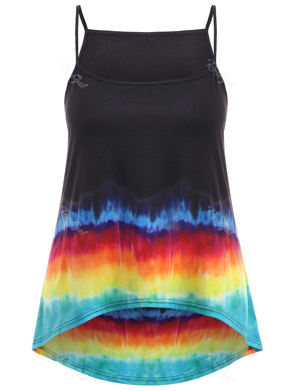 

Plus Size Rainbow High Low Tank Top, Black