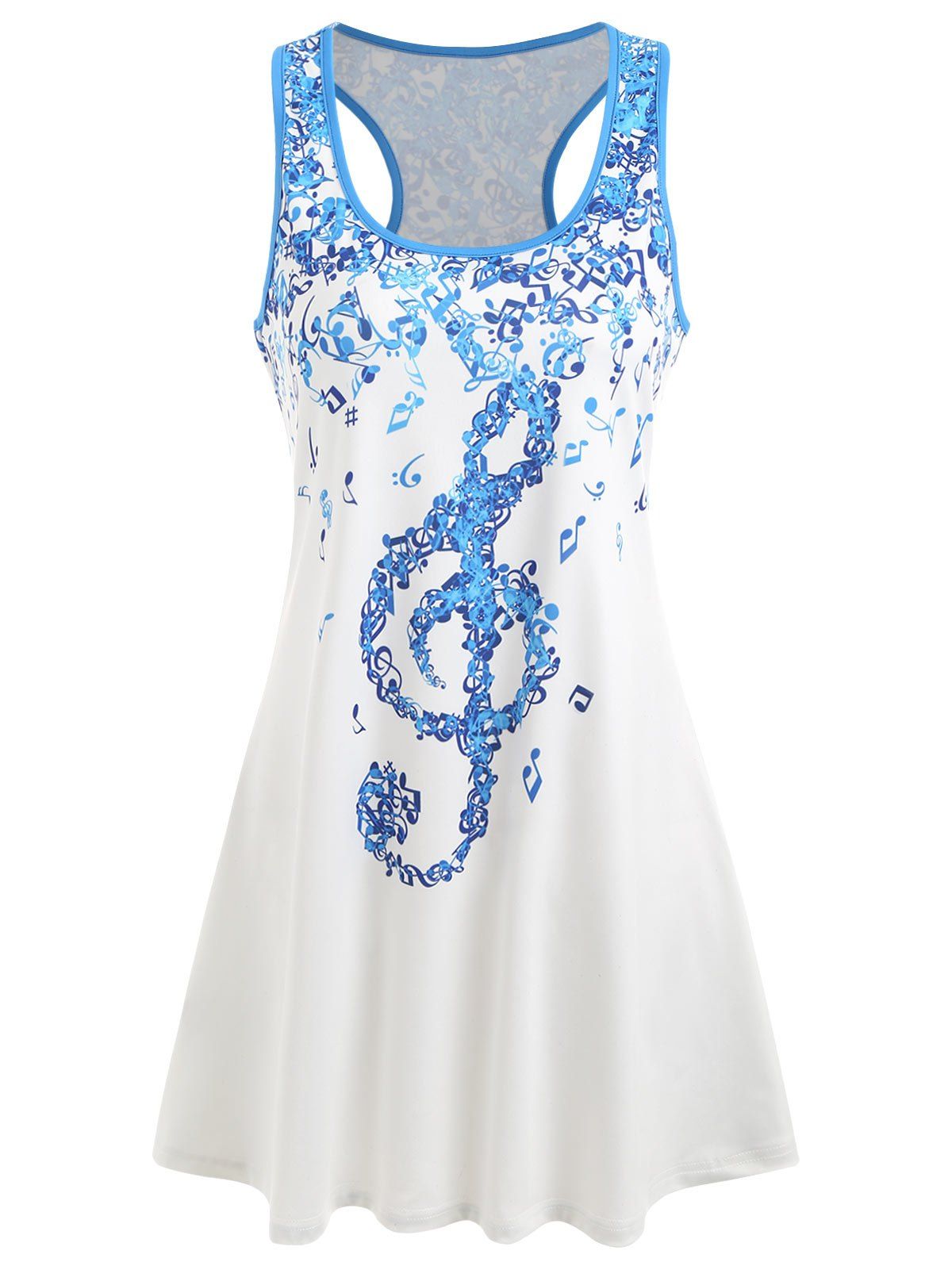 

Racerback Musical Notes Tank Dress, White
