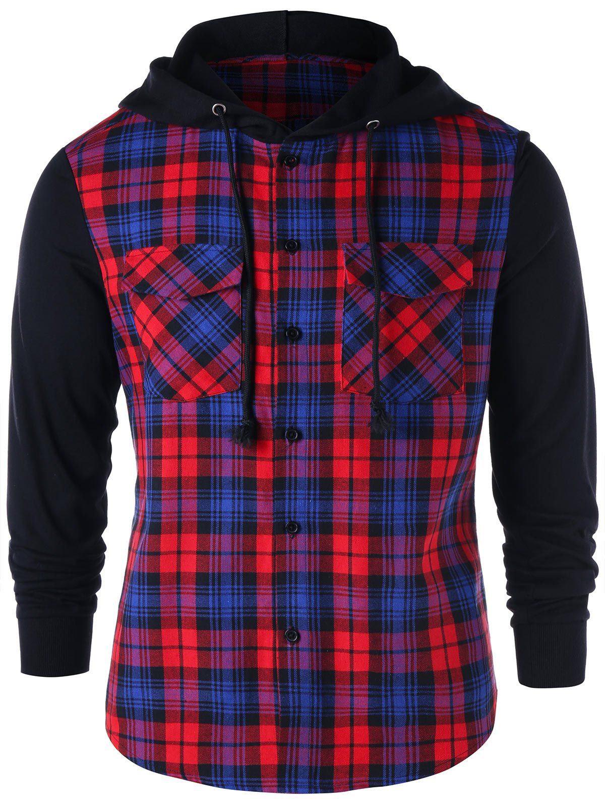 plaid button up hoodie