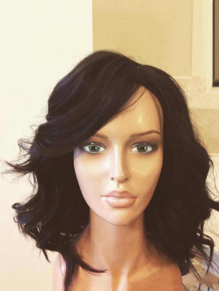 

Medium Inclined Bang Wavy Synthetic Wig, Brown