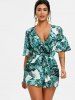 Combishort à Imprimé Feuille à Coupe Basse -  