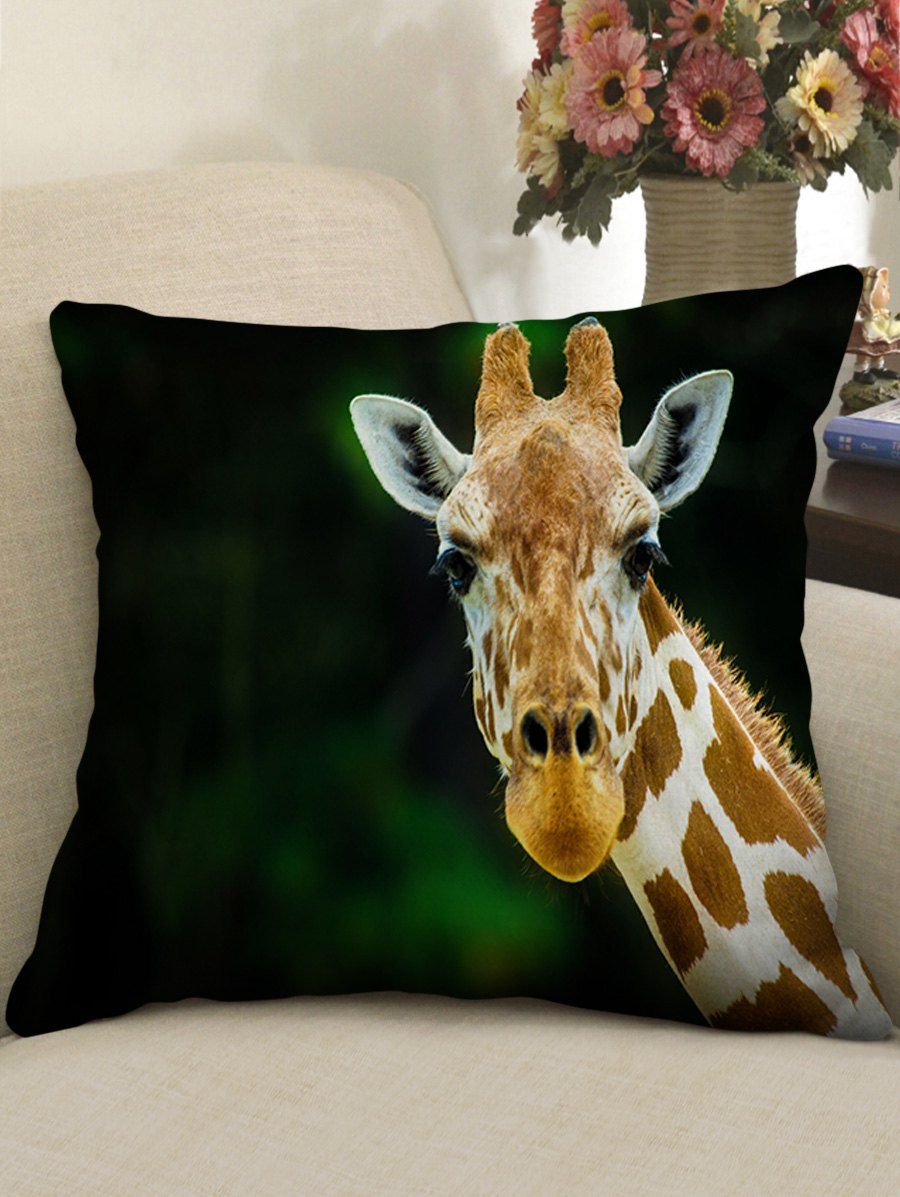 

Staring Giraffe Printed Home Decor Pillowcase, Camel brown