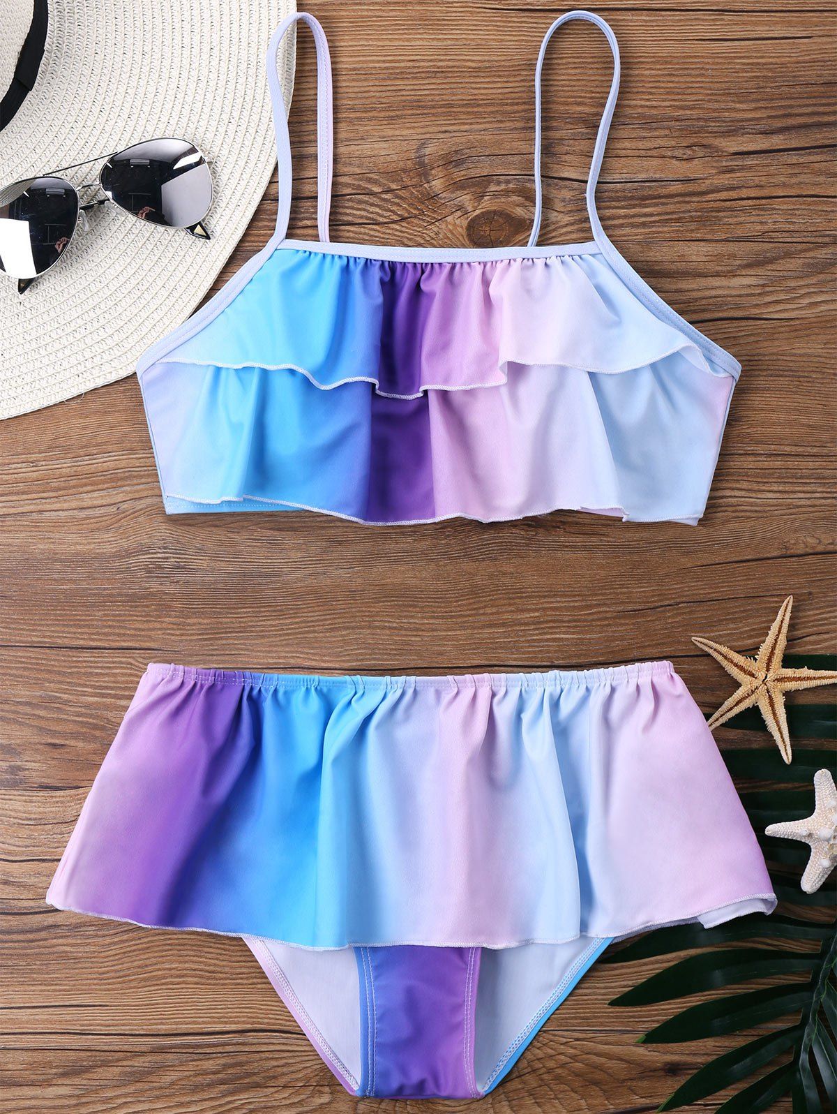 

Ombre Bikini with Flounce, Multi-a