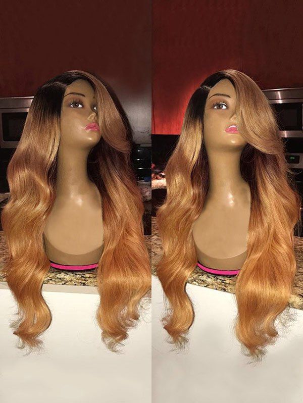 

Long Side Parting Colormix Body Wave Synthetic Wig, Orange gold