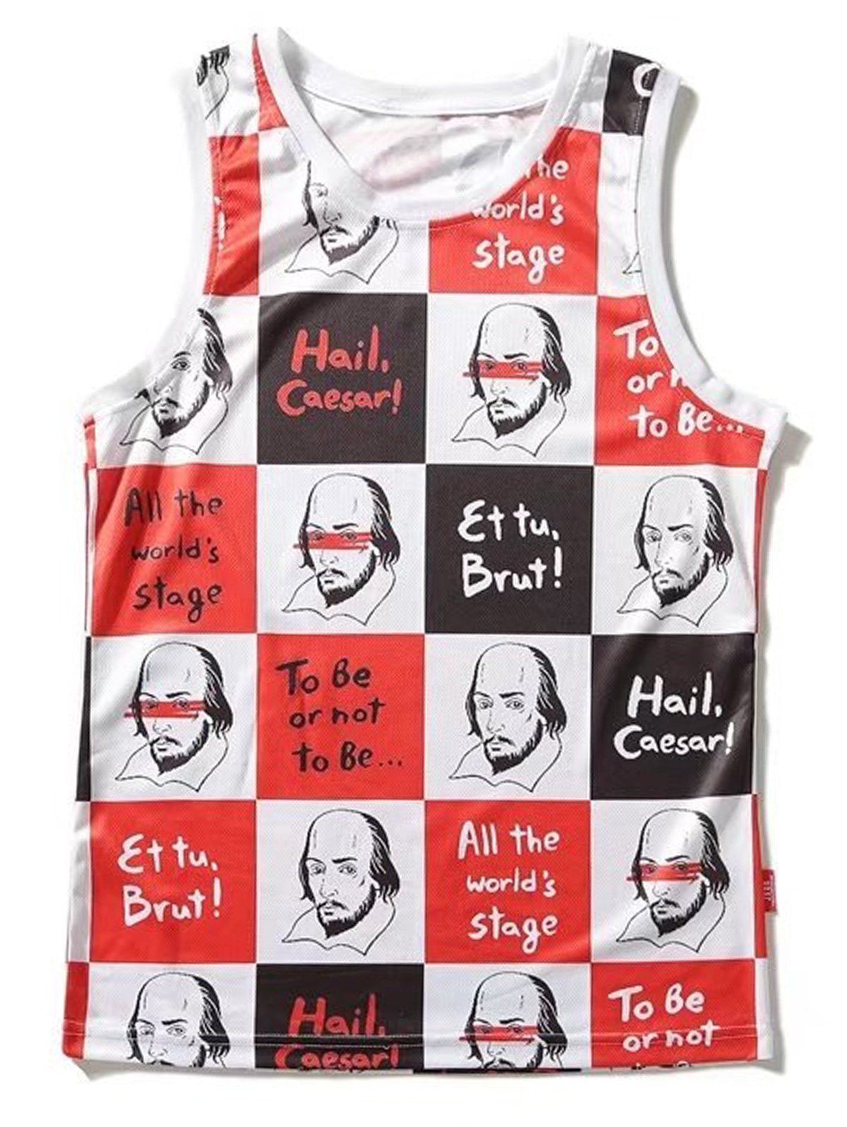 

Cartoon Print Checked Tank Top, Multi
