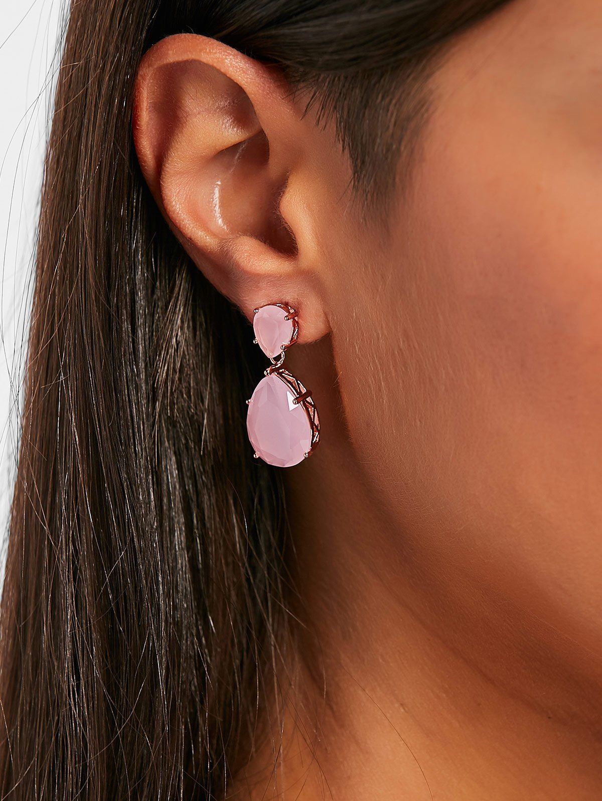 

Faux Gemstone Water Drop Dangle Earrings, Pig pink