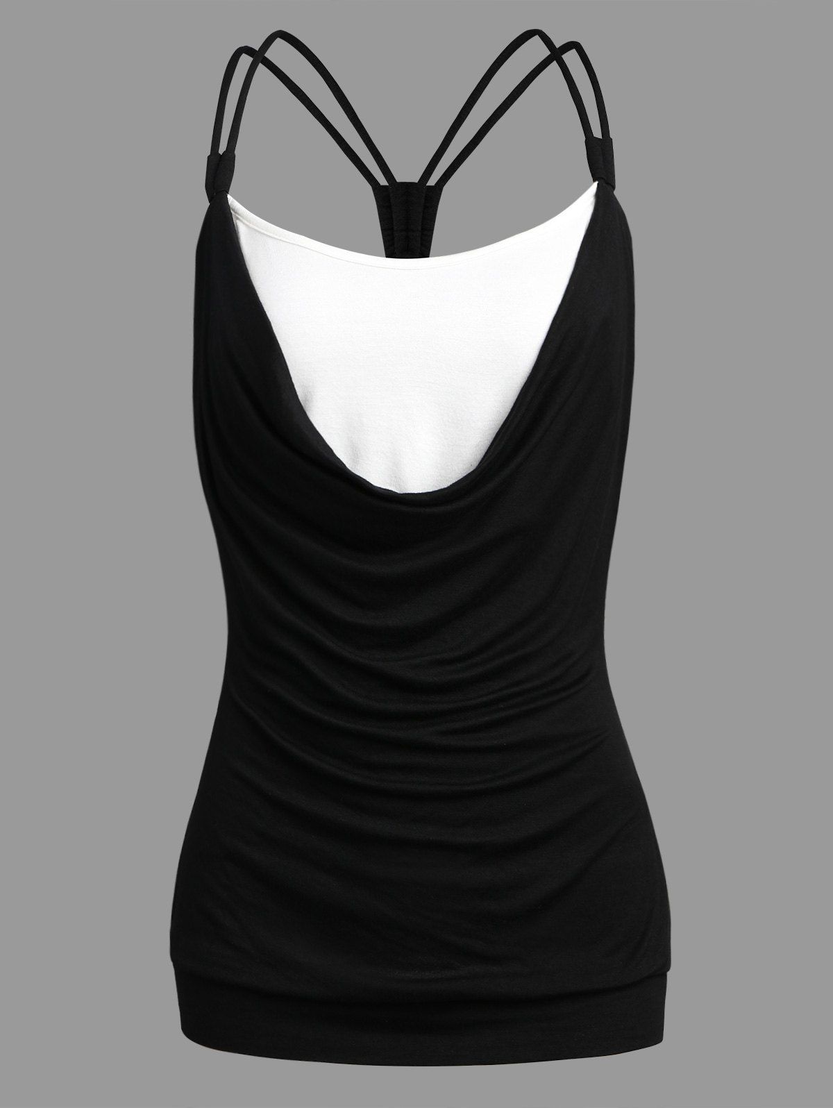 

X Back Ruched Tank Top, Black