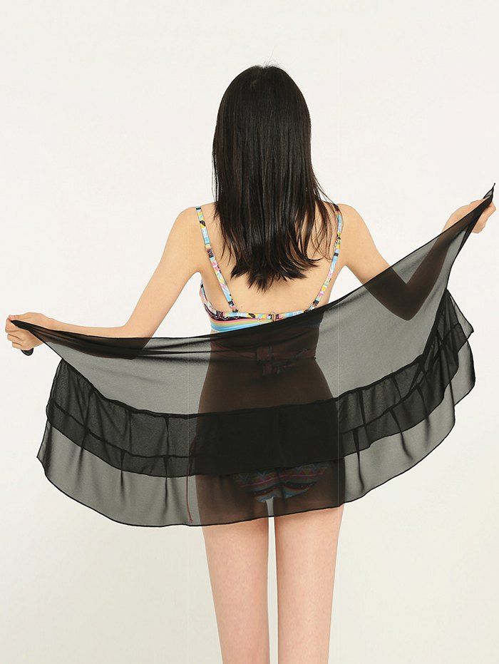

Simple Solid Color Double Layers Shawl Scarf, Black
