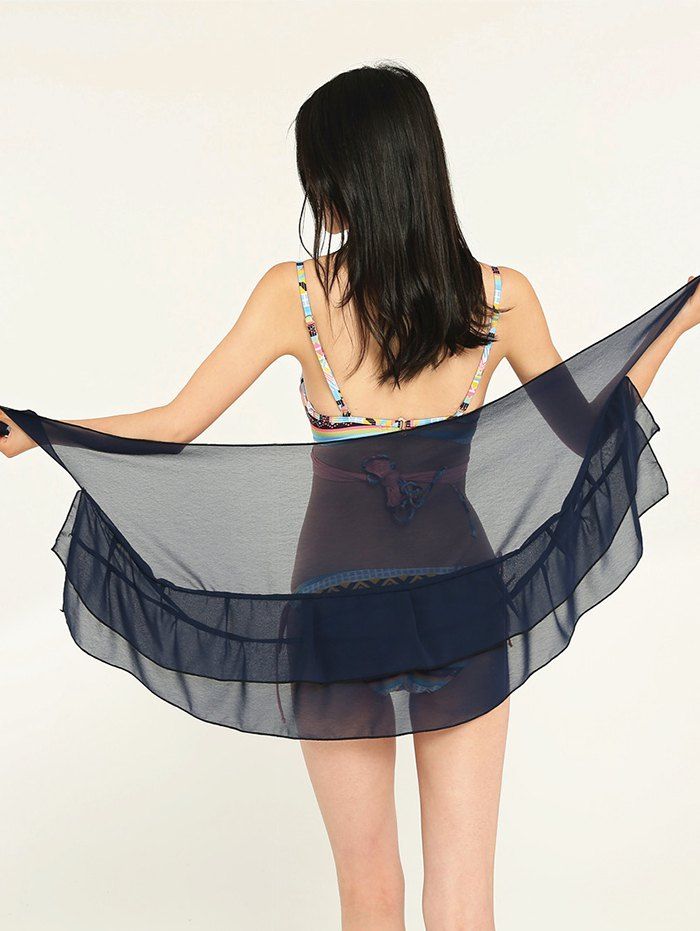 

Simple Solid Color Double Layers Shawl Scarf, Denim dark blue