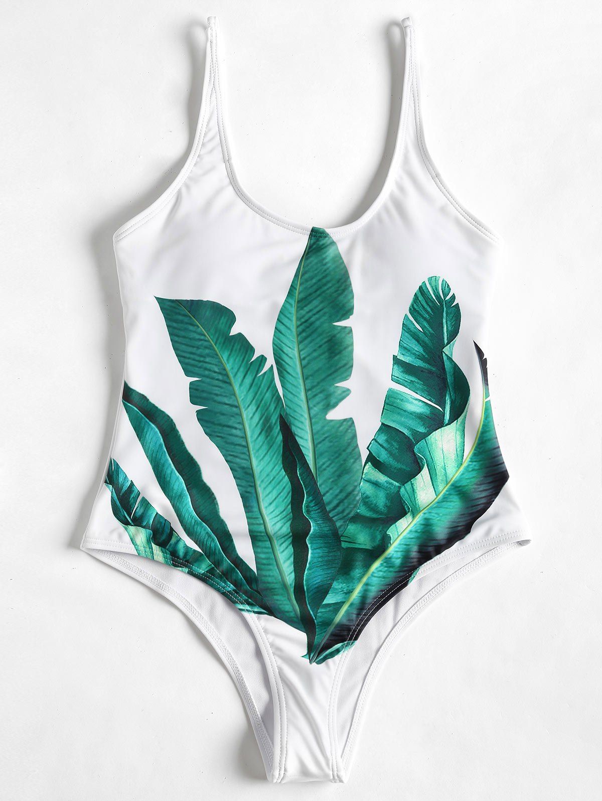 

Palm Leaf Padded One Piece Bathing Suit, White