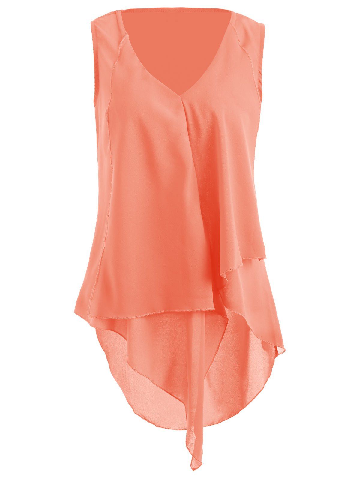 

Asymmetrical Plunging Neck Blouse, Dark orange