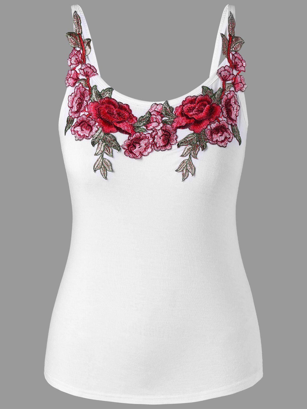 

Plus Size Embroidery Cami Top, White