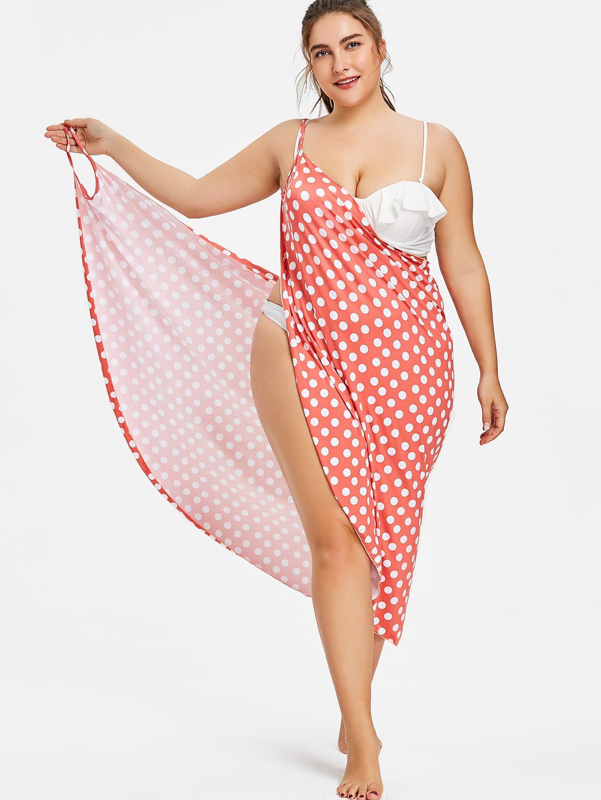Best Plus Size Polka Dot Convertible Cover Up Dressdresses for plus size people  ROSEGAL DRESSES FOR EVERY WOMAN