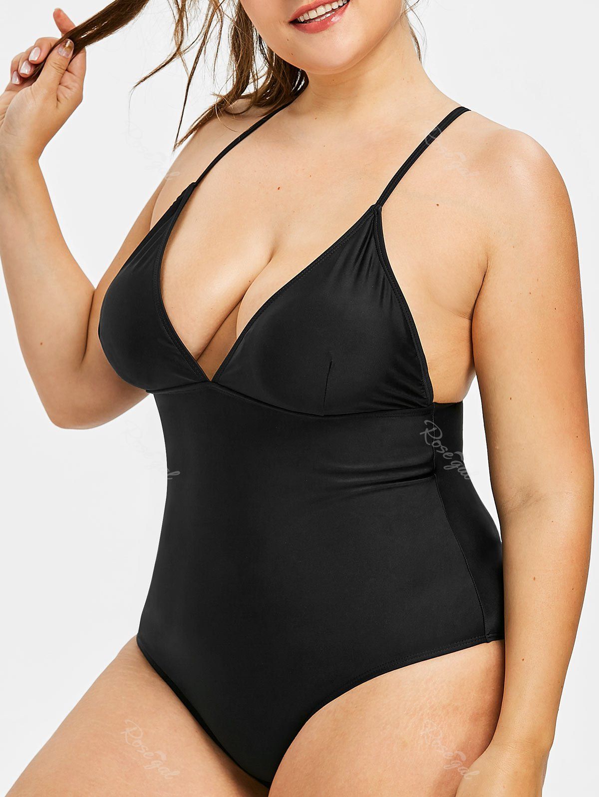 

Plus Size Cami One Piece Swimsuit, Black