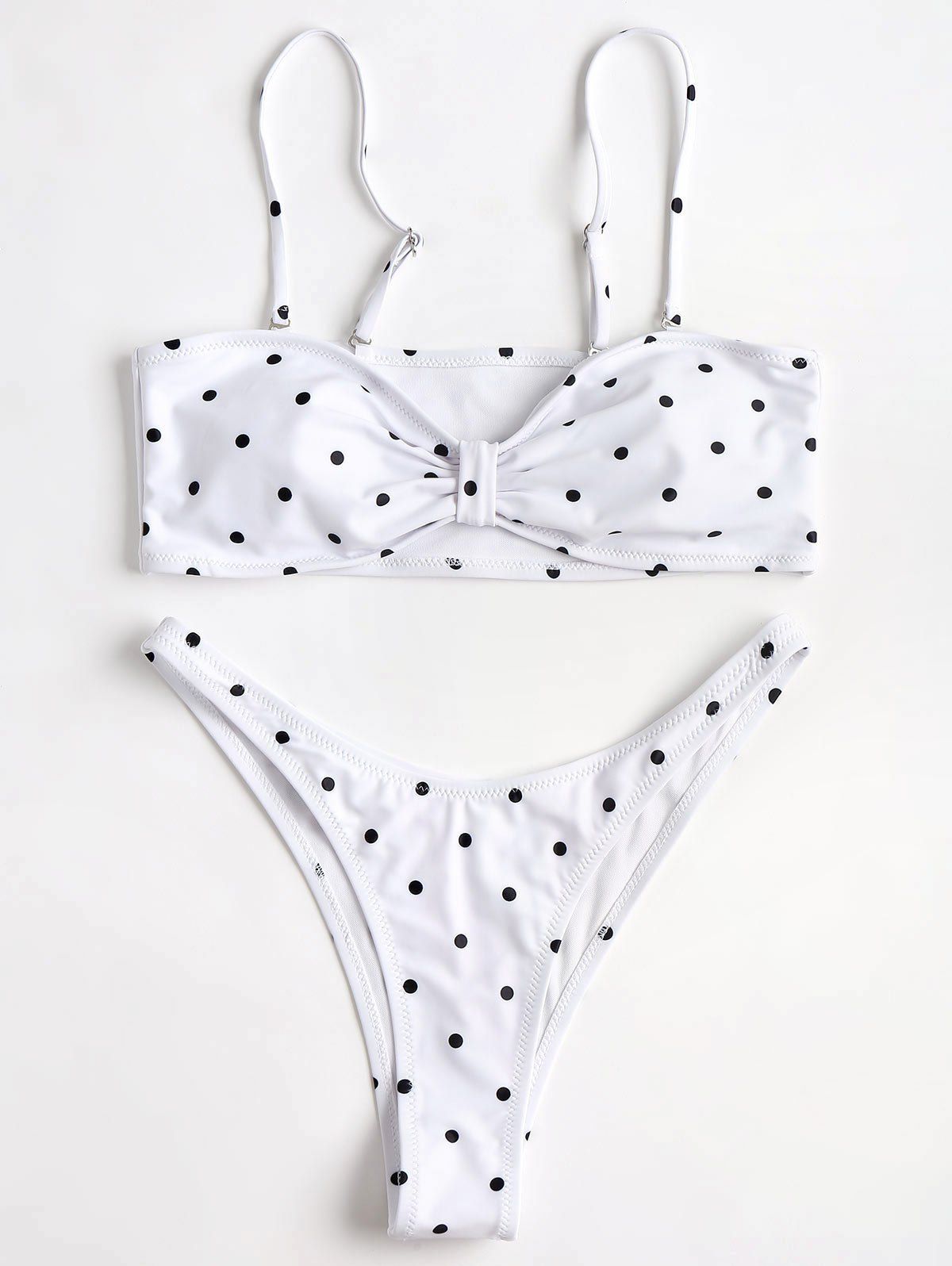 

Polka Dot Bandeau Bikini Set, White
