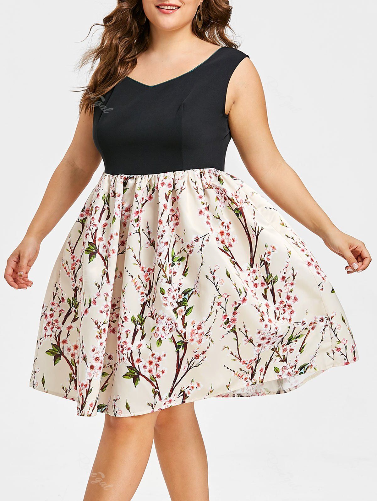 

Plus Size Sweetheart Floral Print Dress, Multi