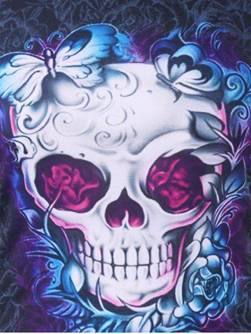 

Plus Size Cutout Skull Butterfly Print Summer Top, Colormix