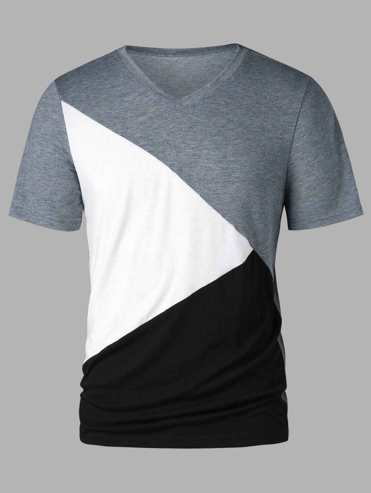 

Color Block Short Sleeve T-shirt, Gray