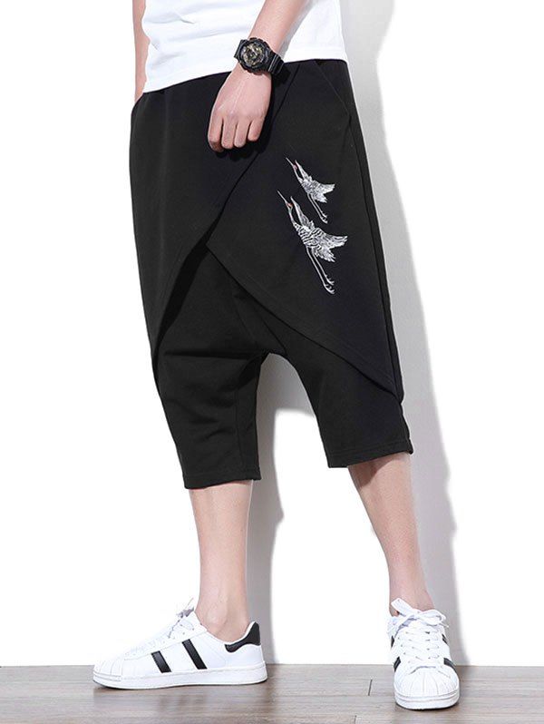 

Low Slung Crotch Cropped Pants, Black