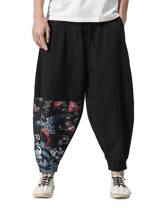 

Vintage Pattern Jogger Pants, Black