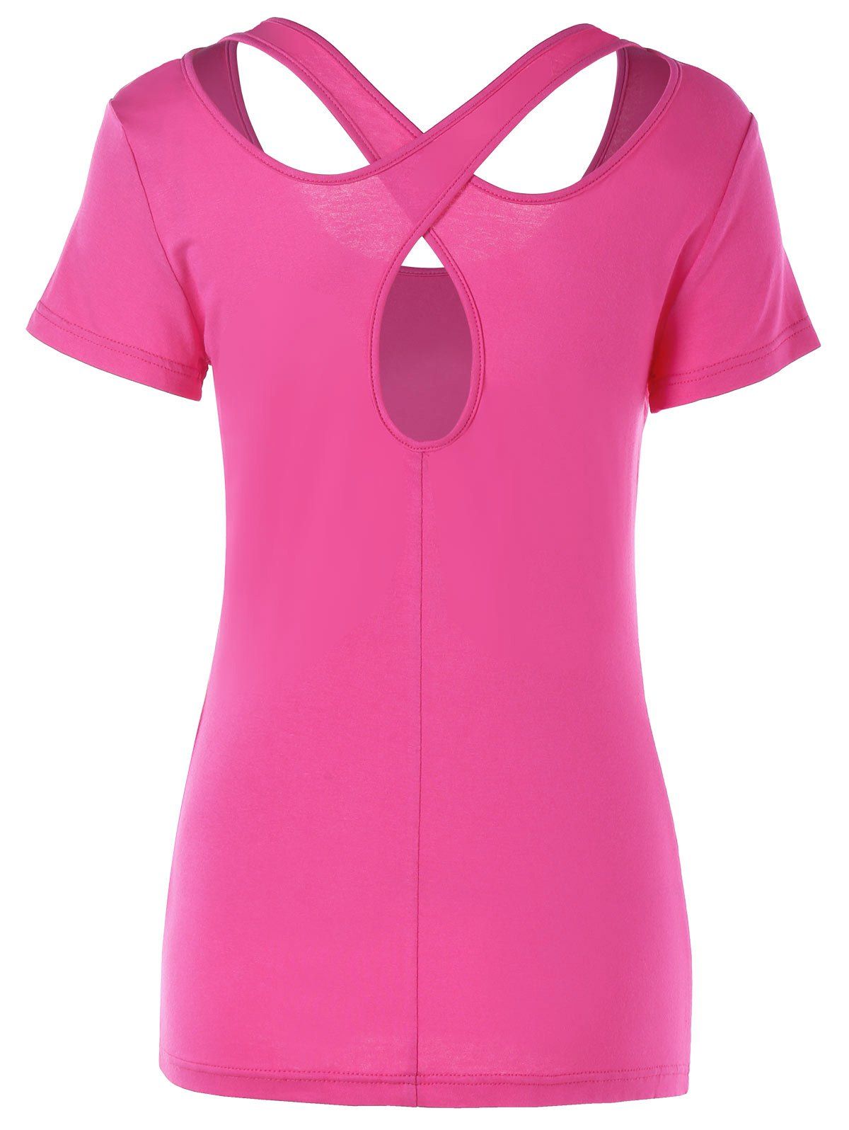 

Scoop Neck Cutout T-shirt, Rose red