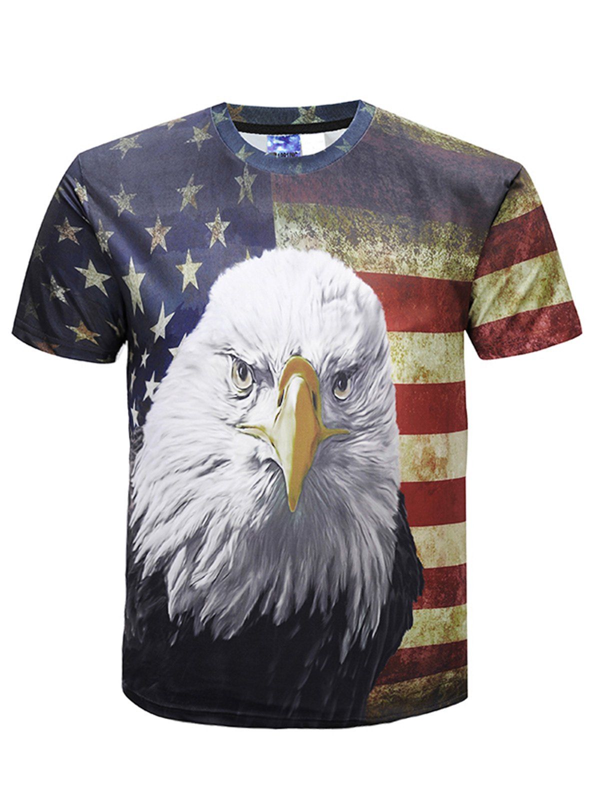 

Eagle Striped Stars Printed T-shirt, Multi