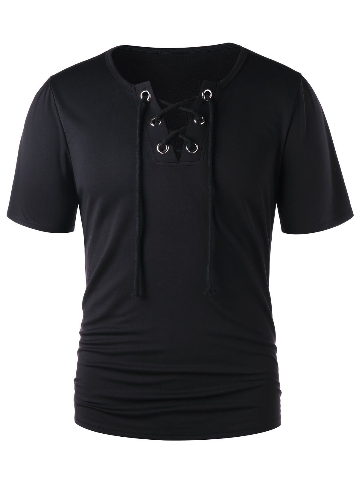 

Lace Up Short Sleeve T-shirt, Black