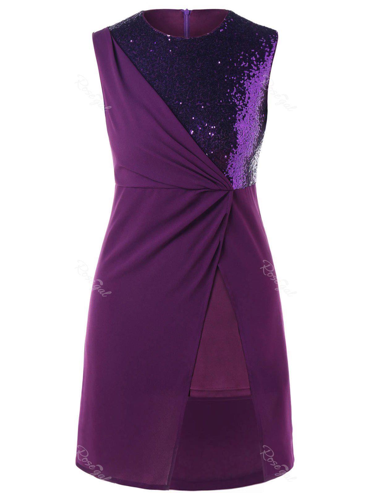 

Plus Size Sequins Insert Overlay Dress, Purple