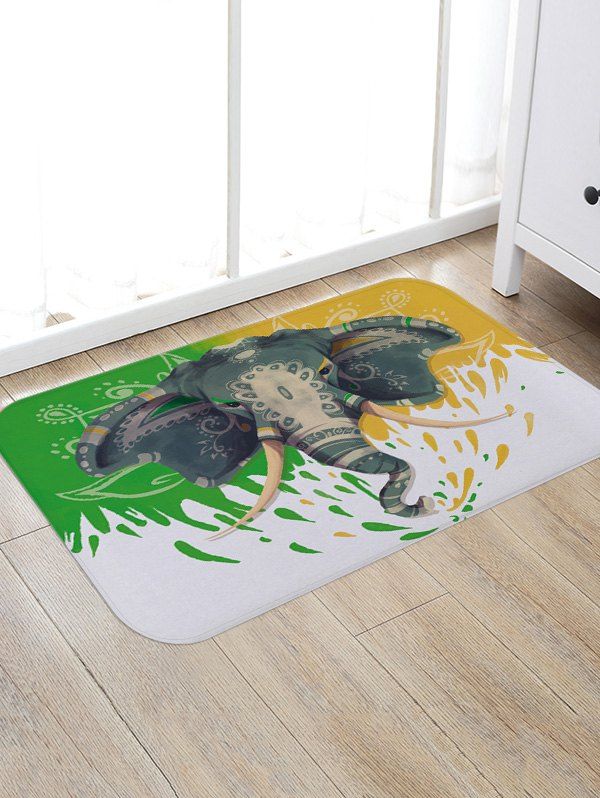 Multi W16 Inch L24 Tribal Elephant Print Anti Skid Floor Area Tribal Elephant Print Anti Skid Floor Area Rug