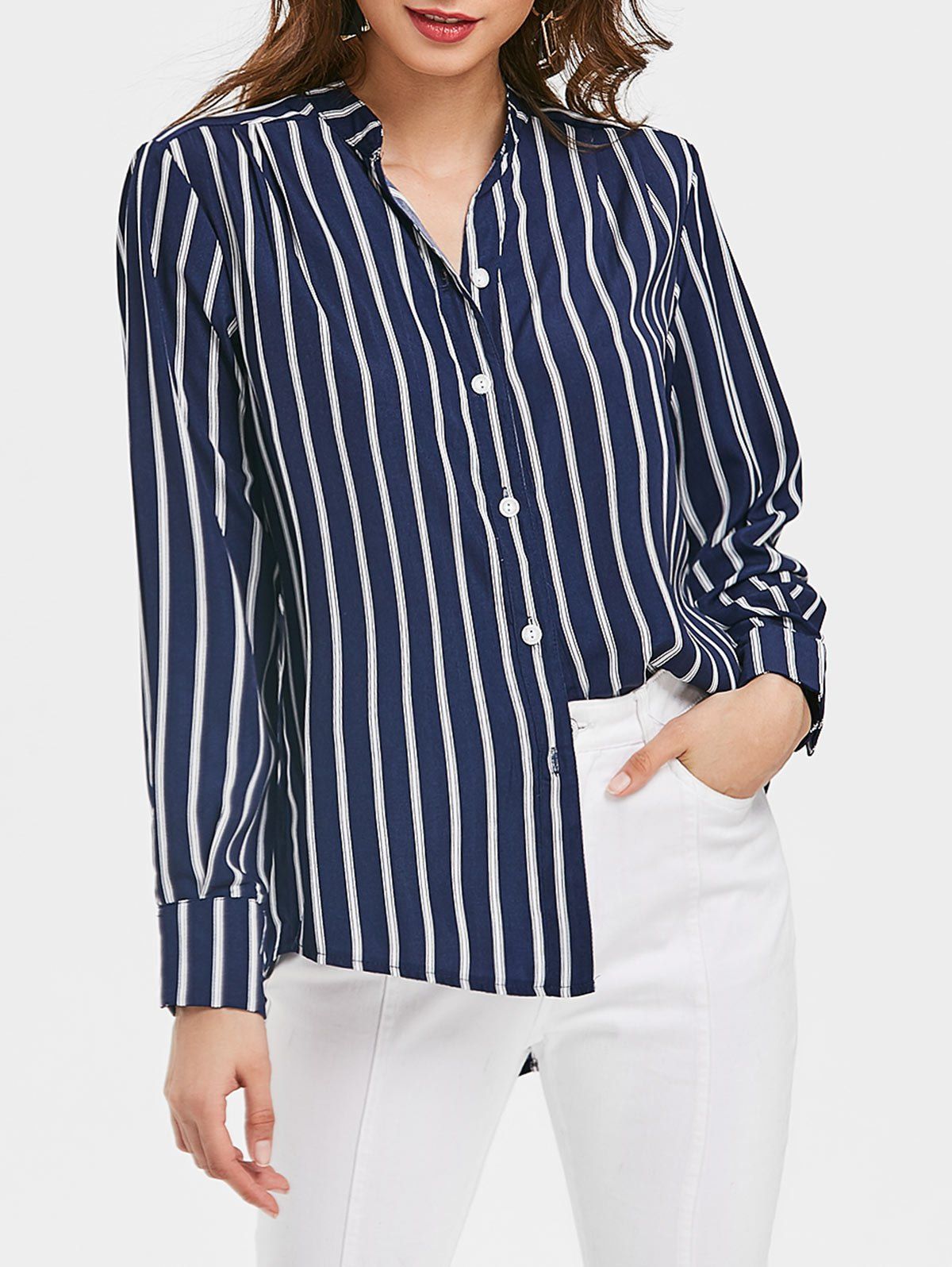 

Vertical Stripe High Low Tunic Top, Deep blue