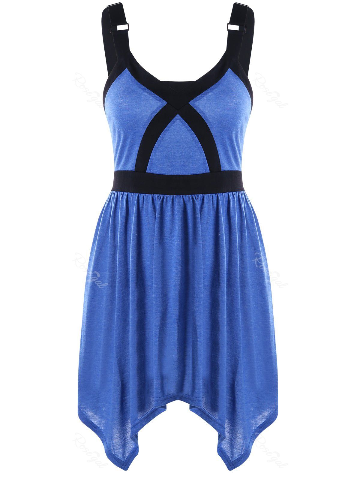

Plus Size Two Tone V Neck Tank Top, Blue