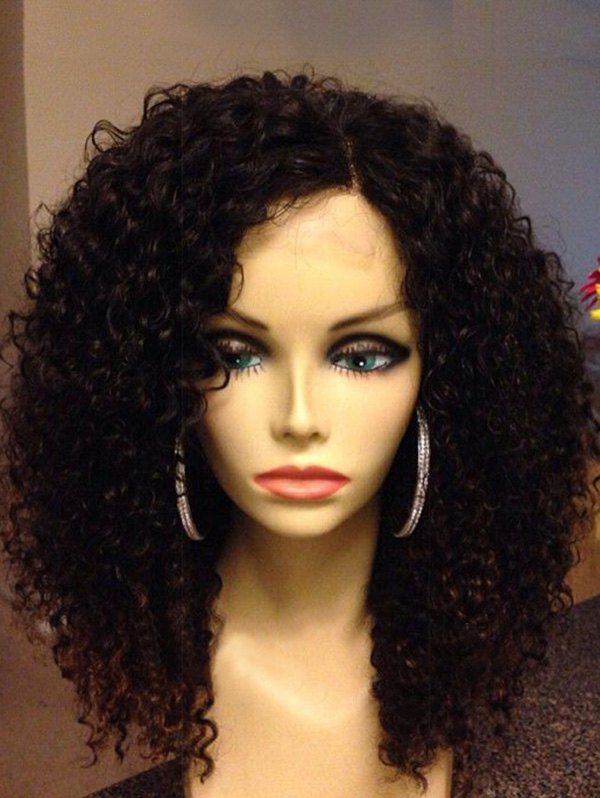 

Long Side Parting Shaggy Curly Synthetic Wig, Black