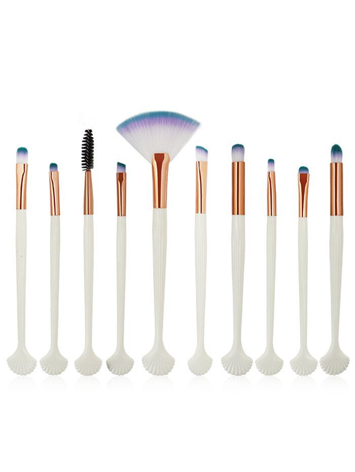 

Set of 10Pcs Shell Shape Ultra Soft Silky Eye Makeup Brush Kit, White
