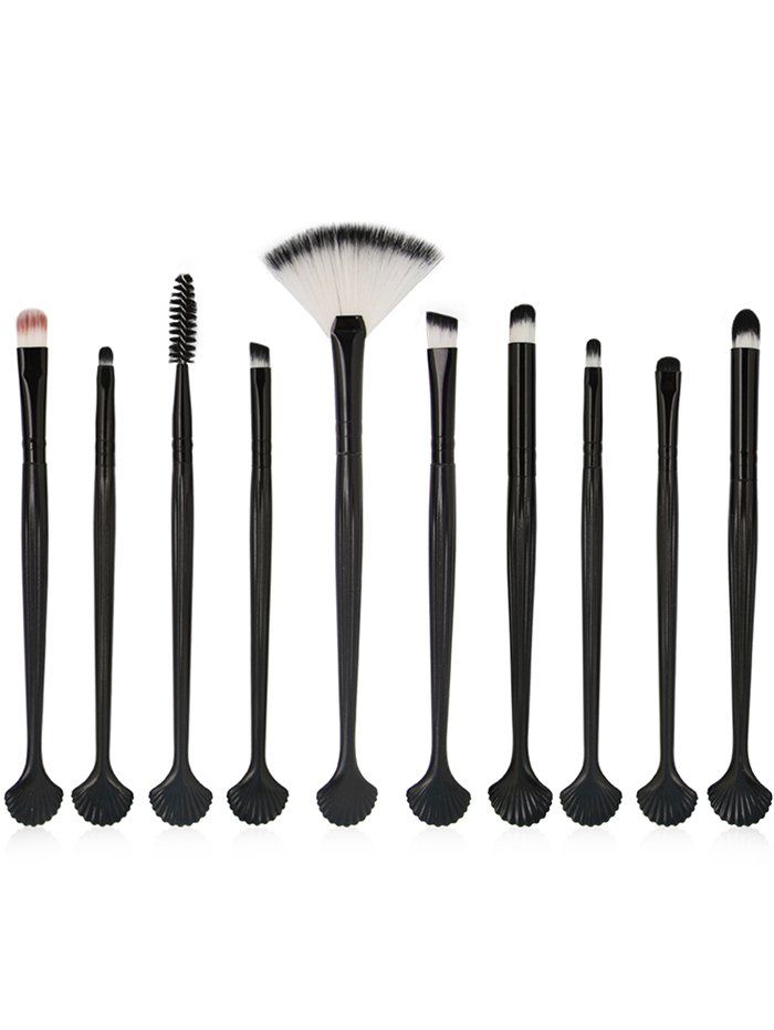

Set of 10Pcs Shell Shape Ultra Soft Silky Eye Makeup Brush Kit, Black
