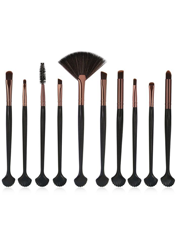 

Set of 10Pcs Shell Shape Ultra Soft Silky Eye Makeup Brush Kit, Coffee