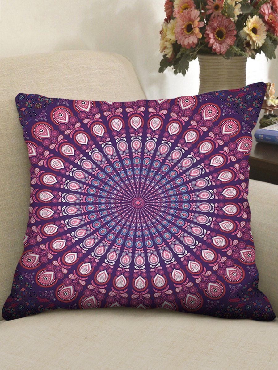 

Mandala Pattern Linen Pillowcase, Pale violet red