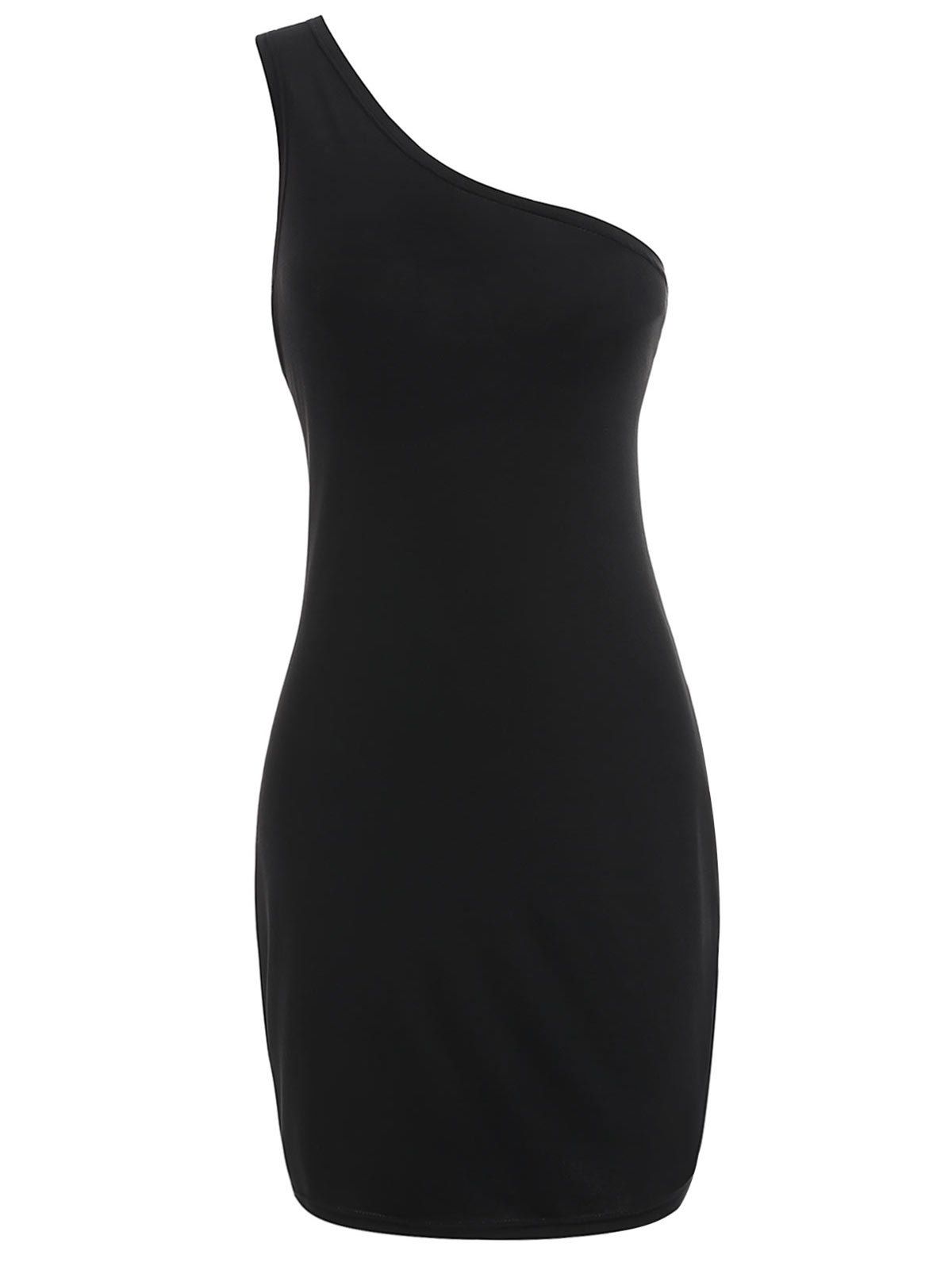 

One Shoulder Mini Bodycon Dress, Black