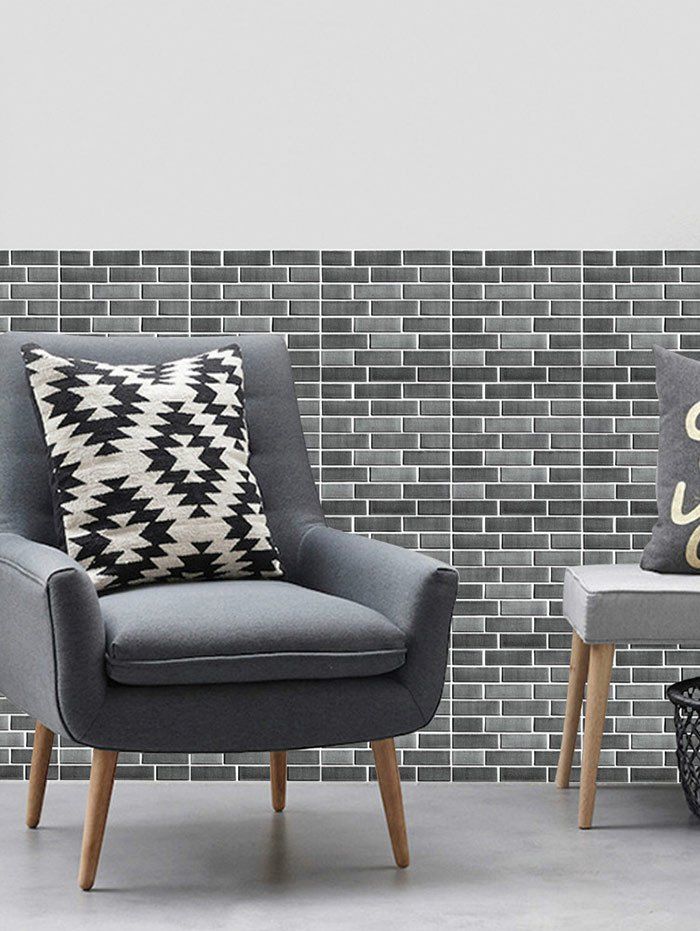 

3D Faux Brick Wall Sticker for Livingroom, Gray