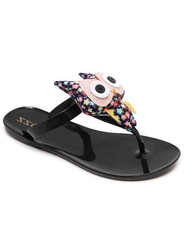 Leisure Cartoon Flip Flops for Holiday - Black - 39 Leisure Cartoon Flip Flops for Holiday - Black - 39