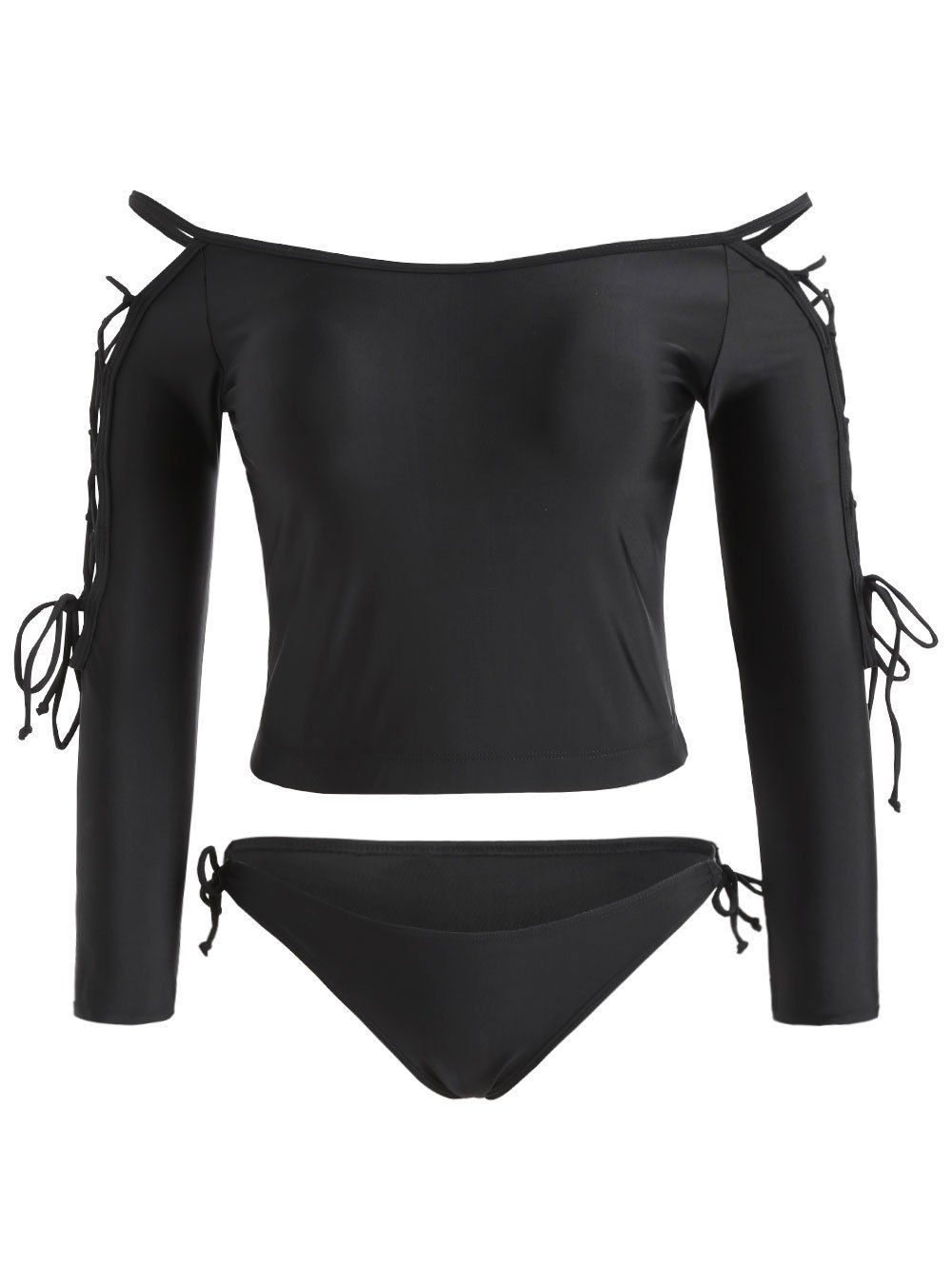 

Lace-up Side Tied Swimsuit, Black