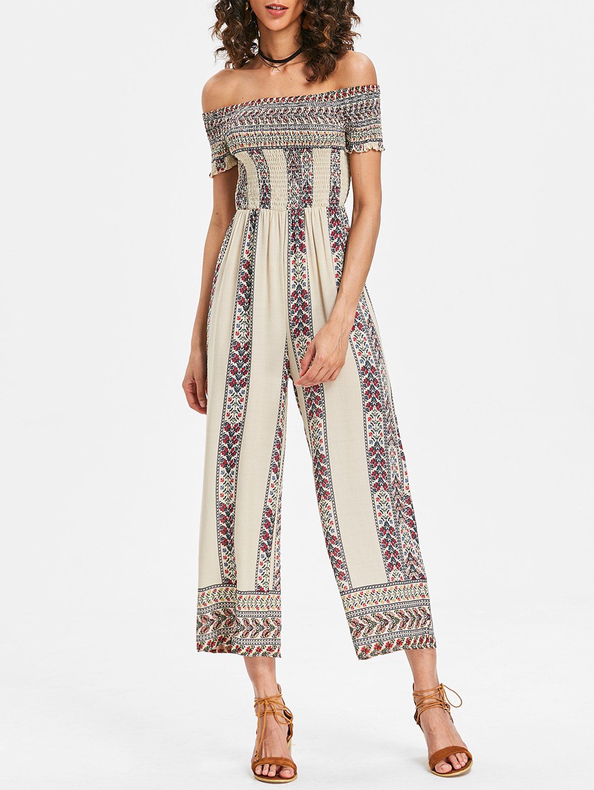 [37 OFF] Wide Leg Summer Bohemian Jumpsuit Rosegal