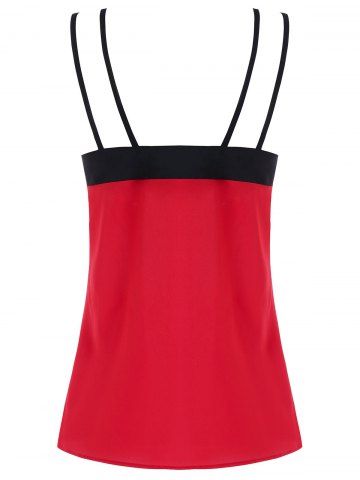 

Double Cami Straps Backless Tank Top, Red