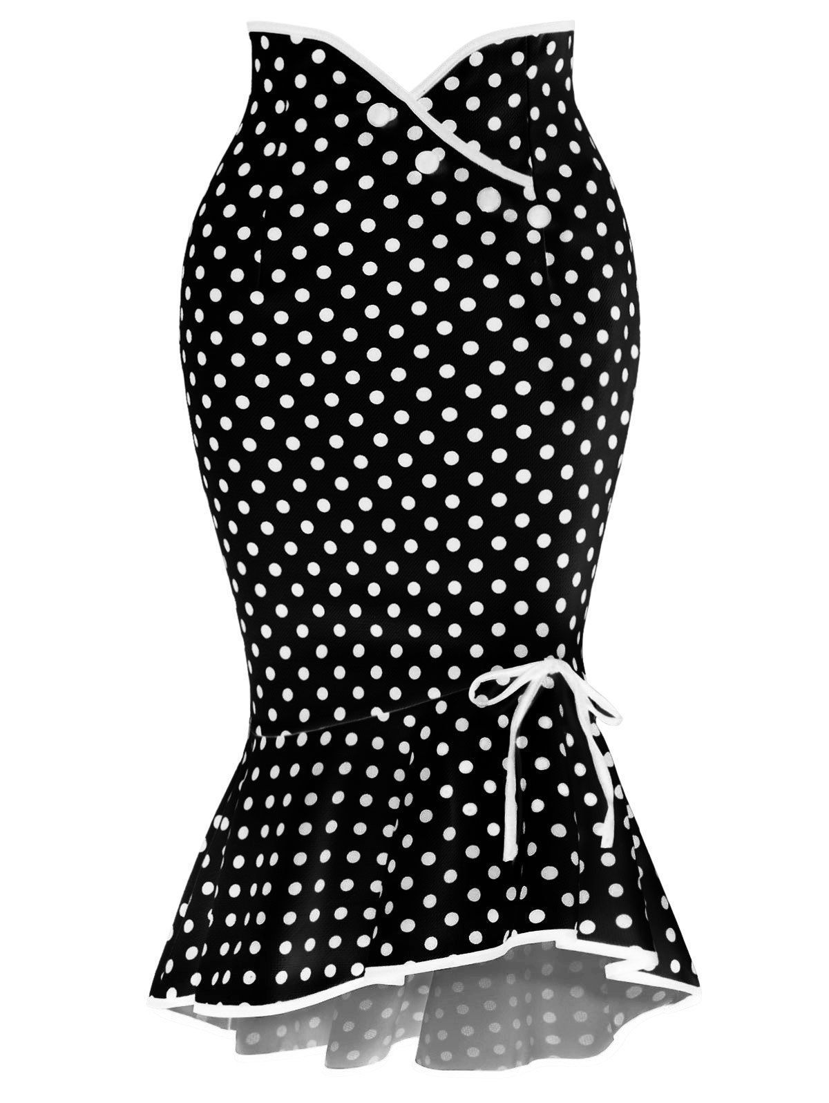 Polka Dot Midi Fishtail Skirt [39% OFF] | Rosegal