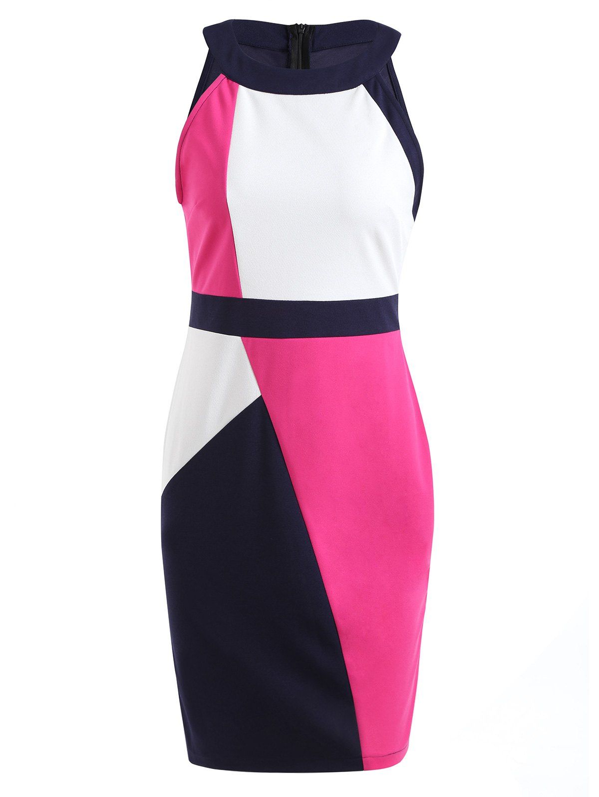 

Color Contrast Sleeveless Pencil Dress, Multi-a