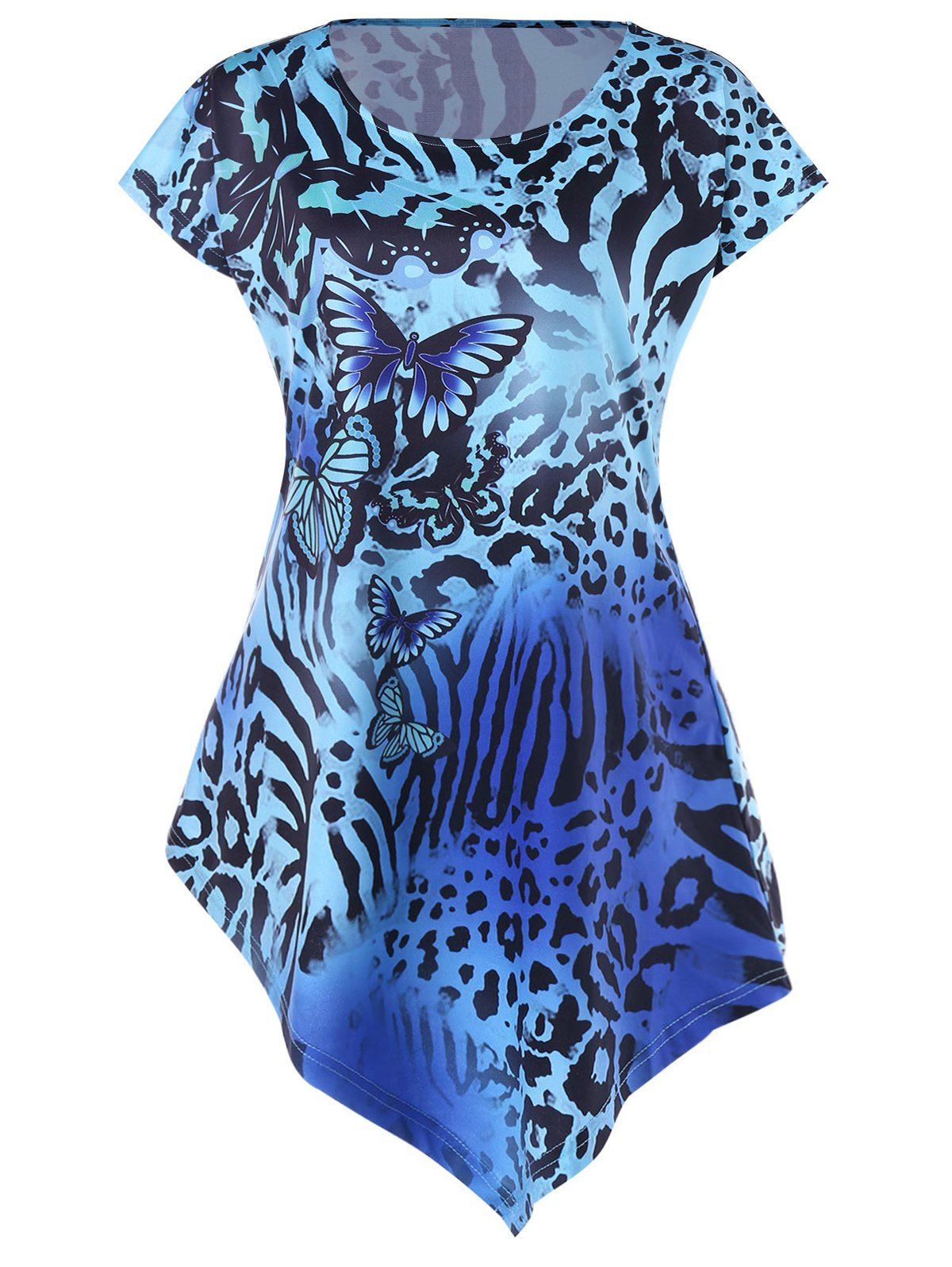 

Leopard Butterfly Print Tunic T-shirt, Colormix