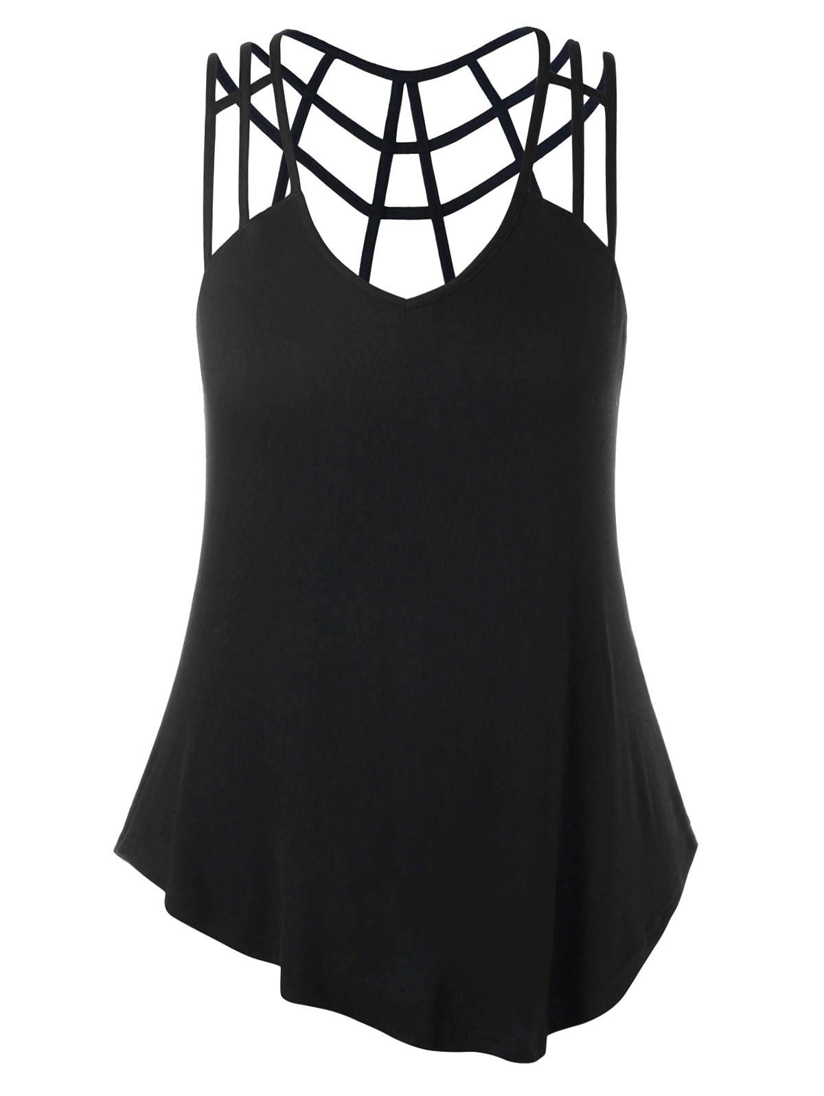 

Plus Size V-neck Strappy Tank Top, Black